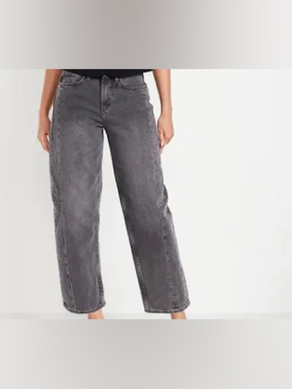 Old Navy NWT barrel jeans size 14 grey black wash 24” inseam